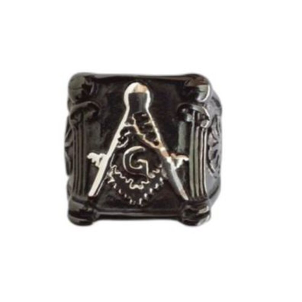 Steeltime Black Stainless Steel Masonic Ring